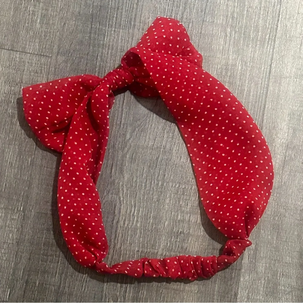 💞 New Red Polka Dot Bow Rosie The Riveter Style Headband